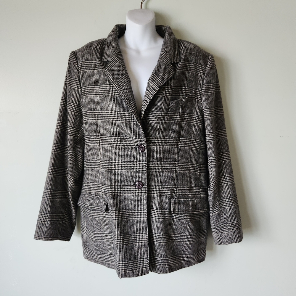 Vintage BLOOMINGDALE'S Plaid Lined Blazer Jacket Coat